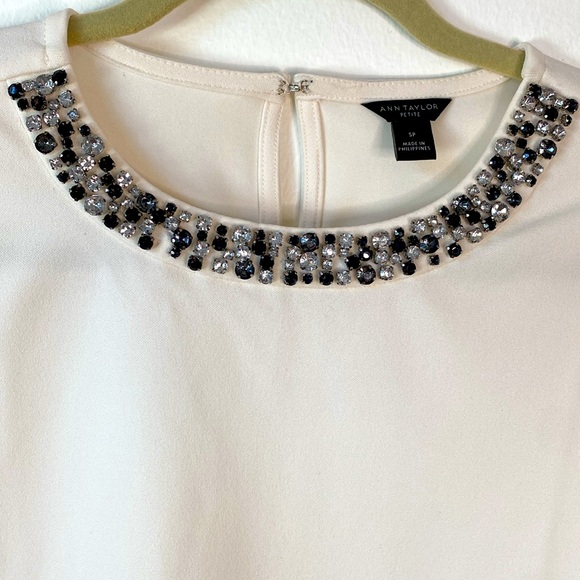 Ann Taylor Rhinestone Embellished Petite Small Blouse - Picture 6 of 7
